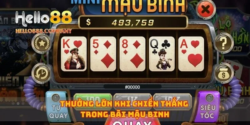 Thưởng lớn khi chiến thắng trong bài mậu binh